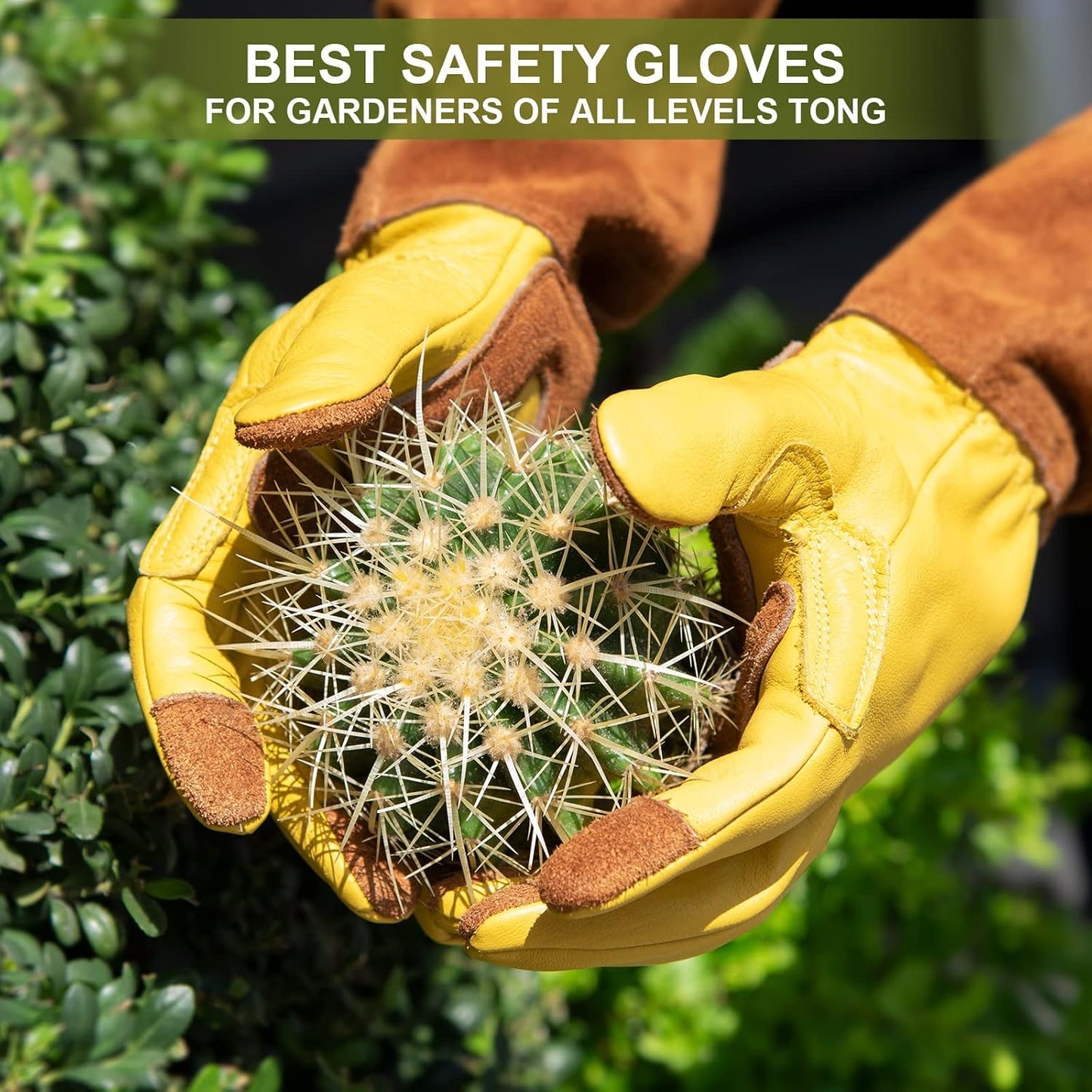 Guantes jardinería mujer cuero vaquilla para cactus rosas