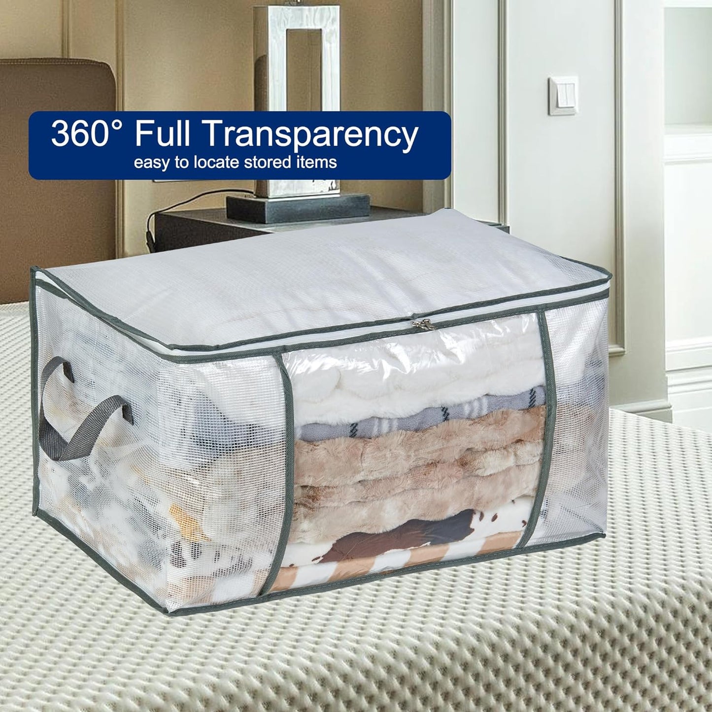 Bolsa almacenamiento transparente 80L para ropa mantas