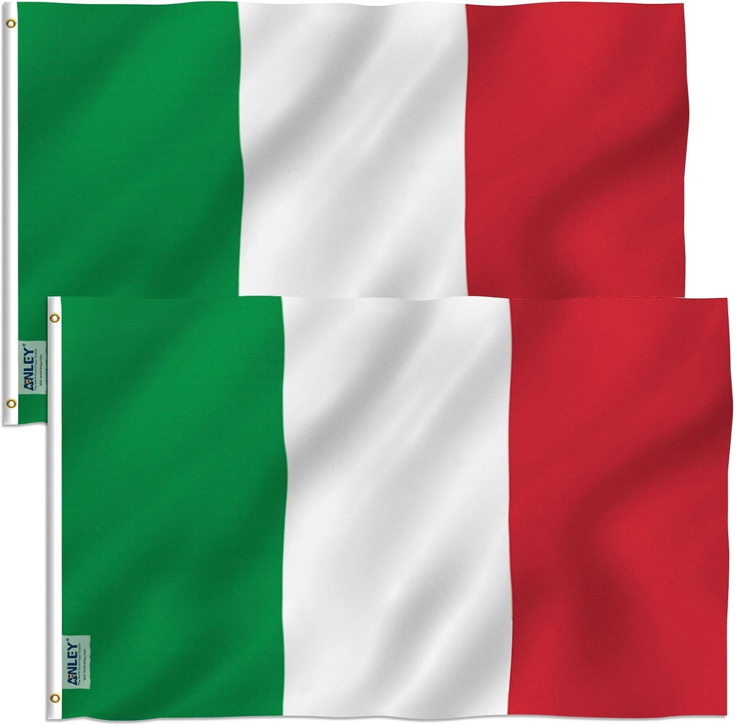 2 Banderas Italia 3x5ft Poliéster Ojales Latón Doble Costura