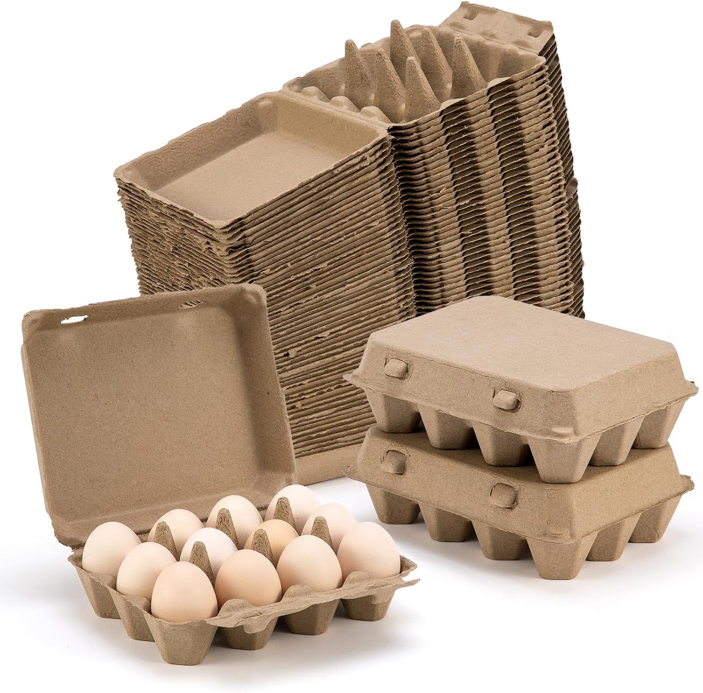 Pack 50 cajas huevos 3x4 reutiliz. almacenamiento
