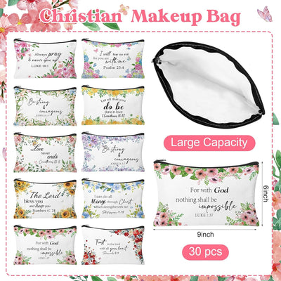 30 Bolsas Maquillaje con Versículos Bíblicos