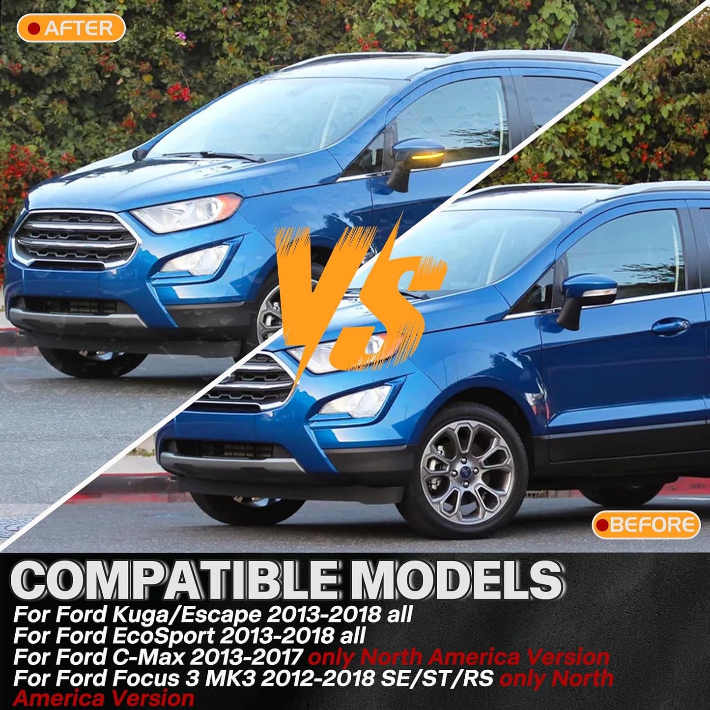 Luces LED secuenciales Ford Kuga Escape Ecosport Focus 2012-18 set 2 lentes ahumados