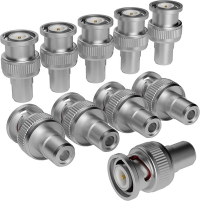 Adaptador BNC a RCA pack 10 conector RG6 para CCTV