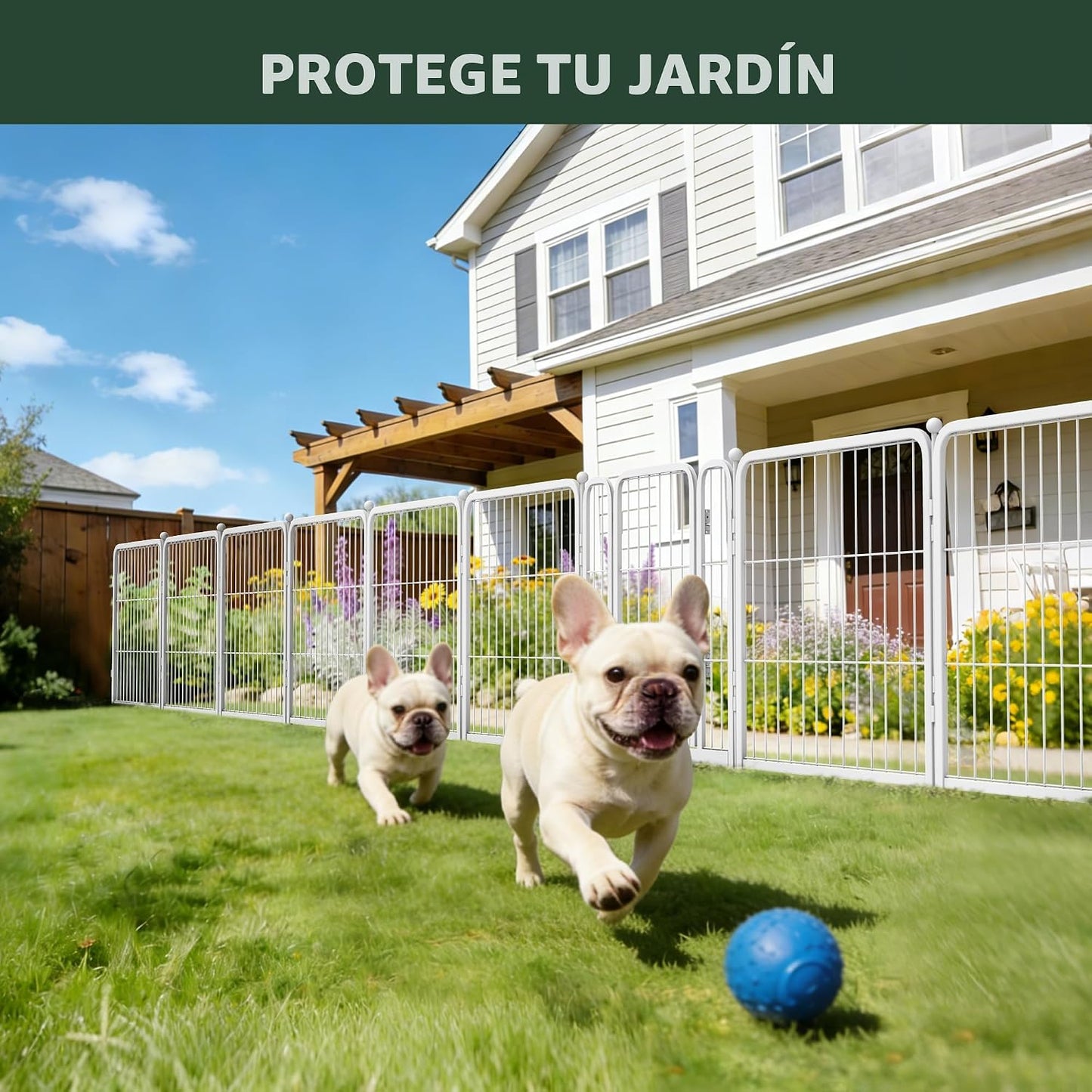Valla jardín 24" x 15.2ft metal 8 paneles