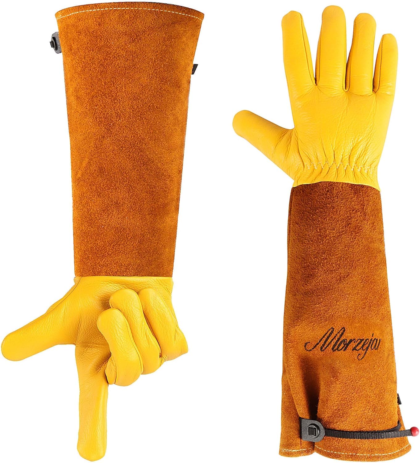 Guantes jardinería cuero vacuno ajustables antiespinas