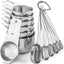 Juego 13 Tazas Medidoras Acero Inox Secas y Líquidas