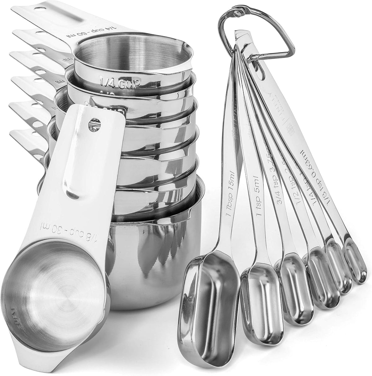 Juego 13 Tazas Medidoras Acero Inox Secas y Líquidas