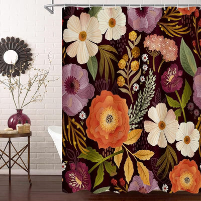 Cortina ducha bohemia floral morada 72pulg