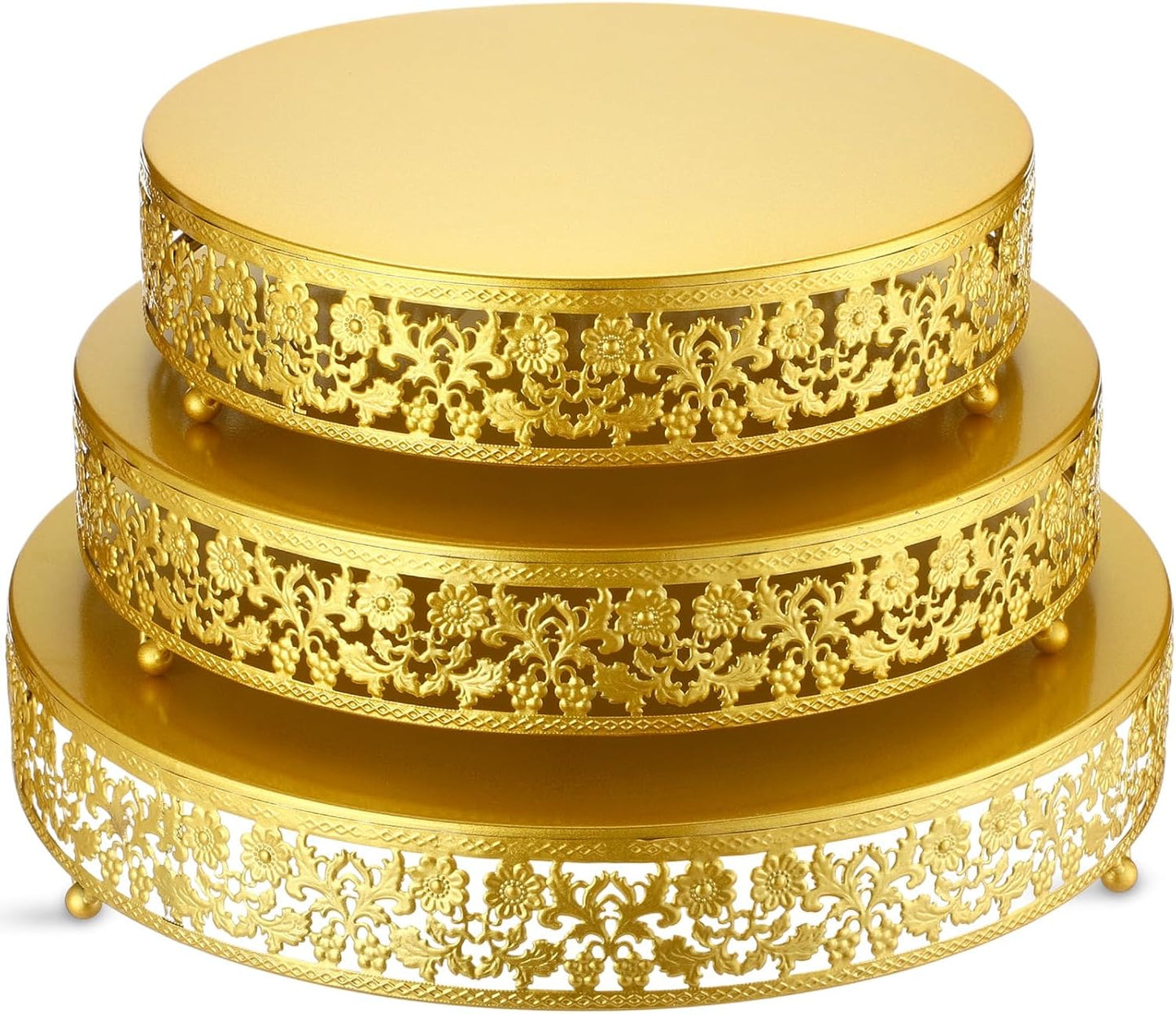 3 Soportes Dorados 12/14/16pulg para Tartas Bodas Fiestas