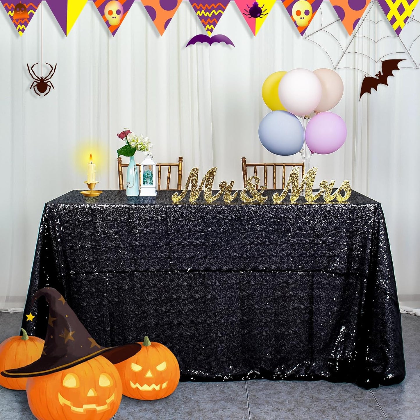 Mantel lino purpurina 90x156pulg para mesa 6ft