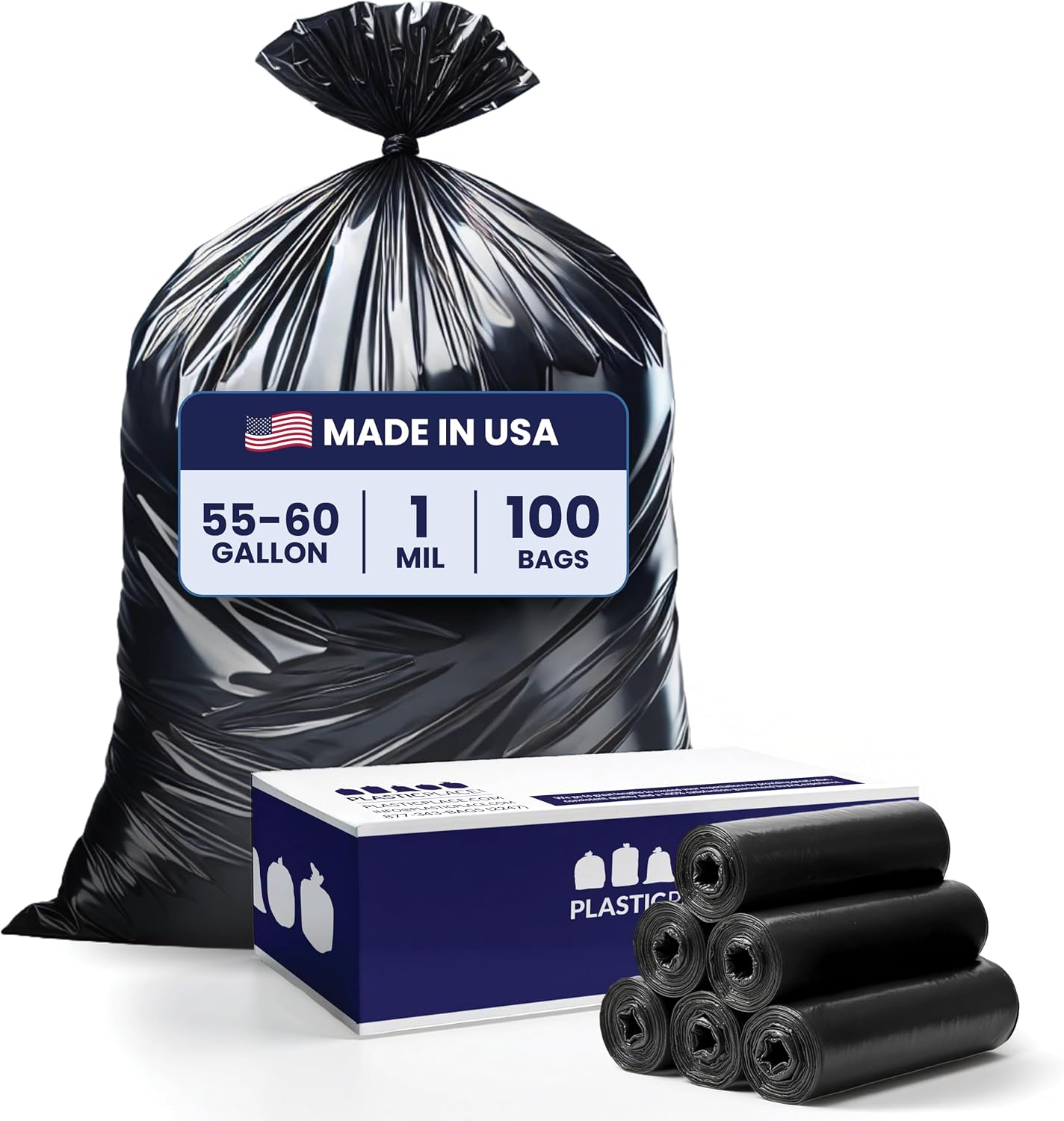 Bolsas basura 55-60gal 1.0mil negras resistentes 100uds