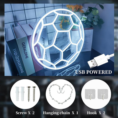 Letrero neón fútbol led regulable usb para habitación y fiesta