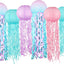 Faroles papel colgantes azul rosa morado fiesta