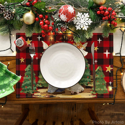 4 Pzas Manteles Navidad 12x18pulg Mesa Kogiya