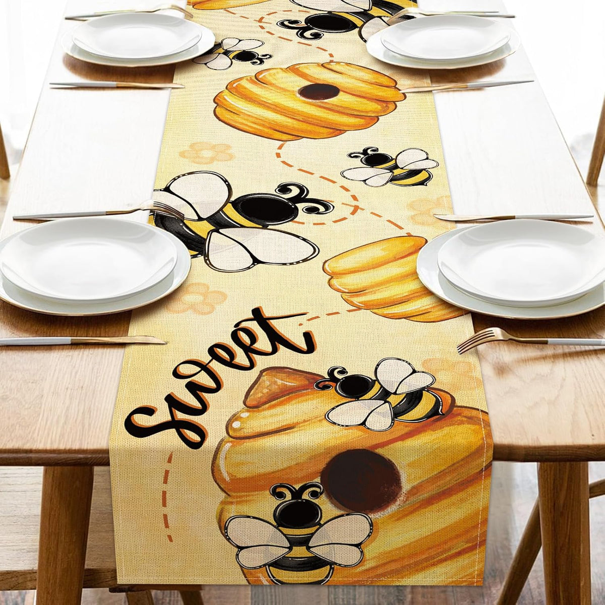 Camino mesa panal abejorros amarillo dulce colmena cocina comedor