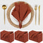 36 Servilletas Lino Terracota 16x16pulg Rústicas Bohemias