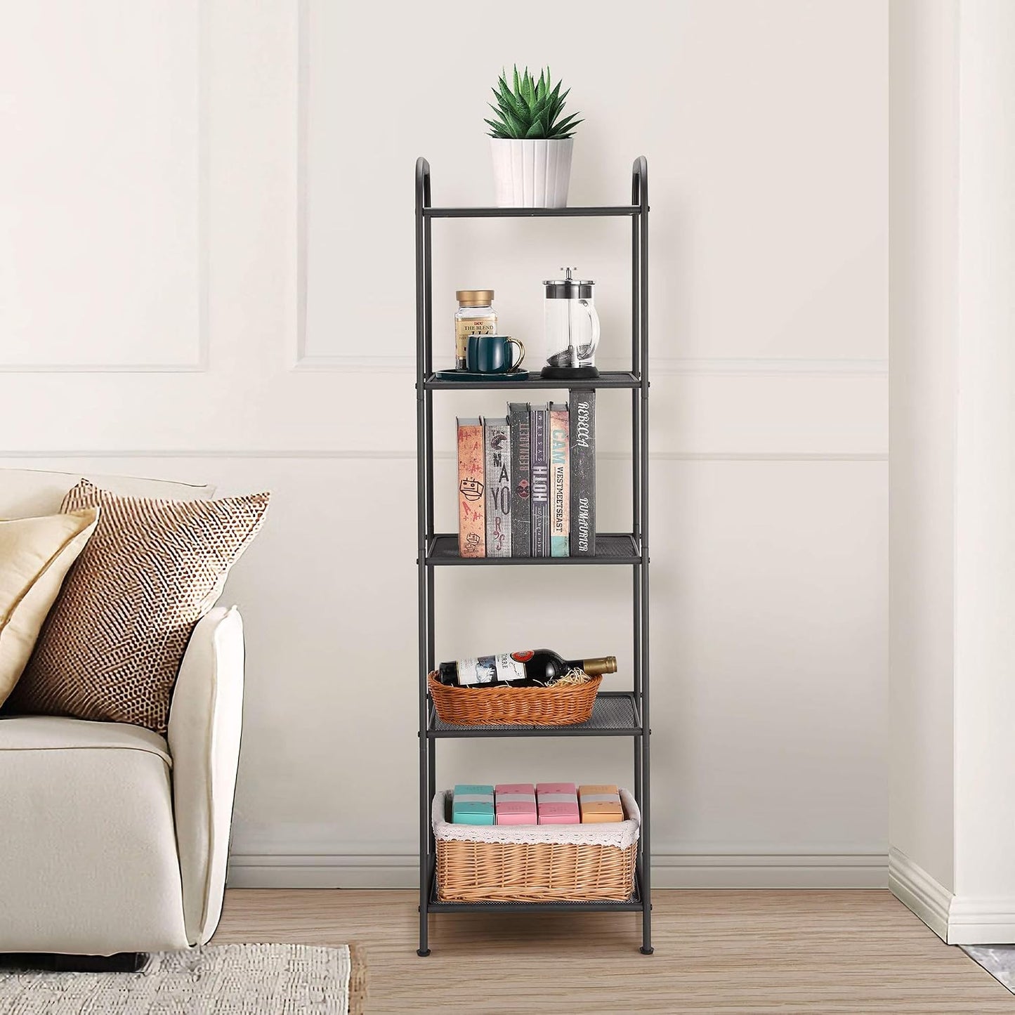 Estantería industrial para plantas y cocina gris