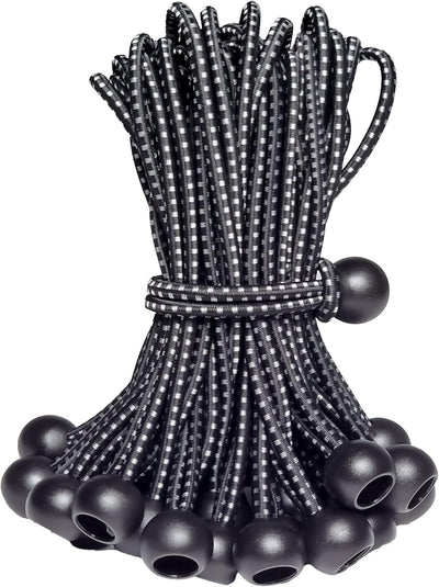 Cuerdas elásticas con bolas 35uds 6pulg para toldo negro