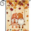 Bandera otoño gnomos hojas arce 12x18pulg doble cara exterior