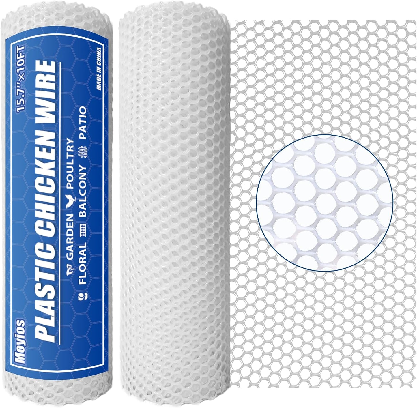 Rollo malla plástica para aves 15.7" x20ft hexagonal