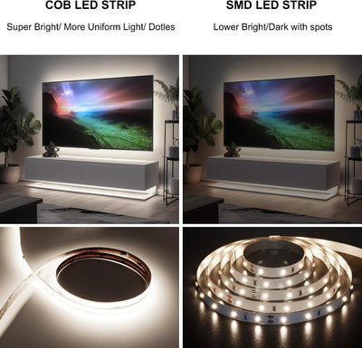 Tira luces LED COB 32.8ft 4000K flexibles