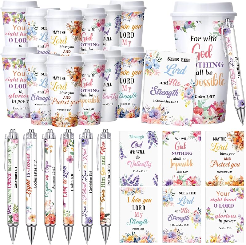 36 Vasos Religiosos 16oz con Tapas y Regalos de Fiesta