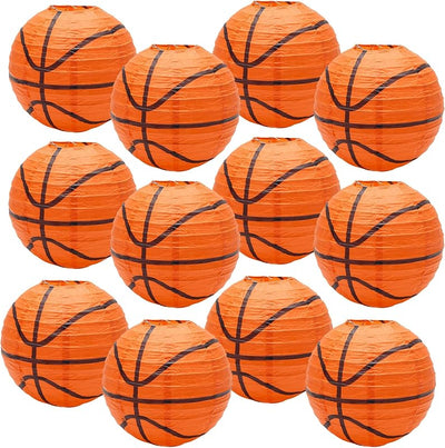 12 Linternas Papel Baloncesto 8pulg Decoración Niños