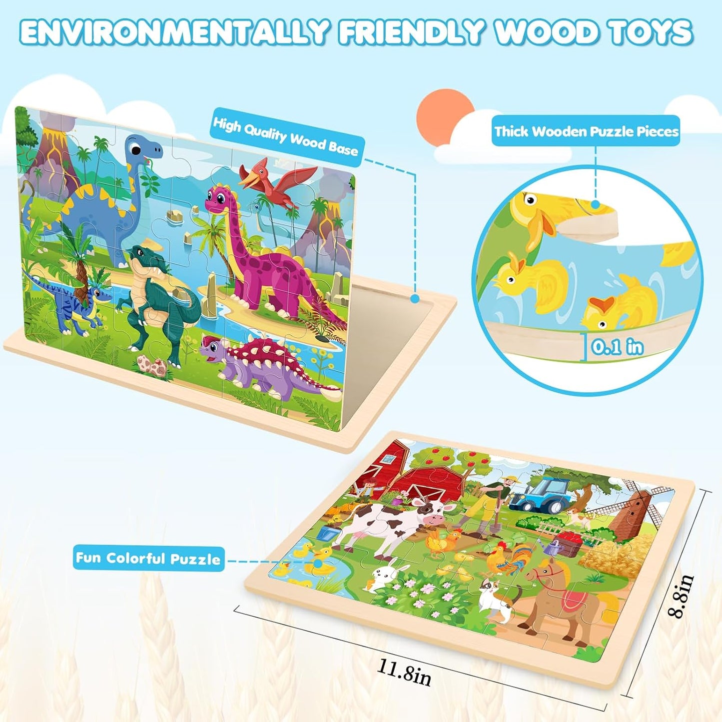 Rompecabezas madera niños set 4 de 24 pzas