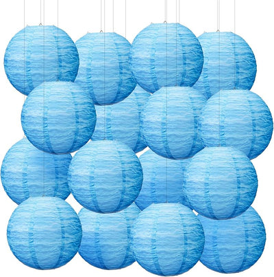 16 Linternas papel azul mar 11.81pulg colgantes fiestas hogar