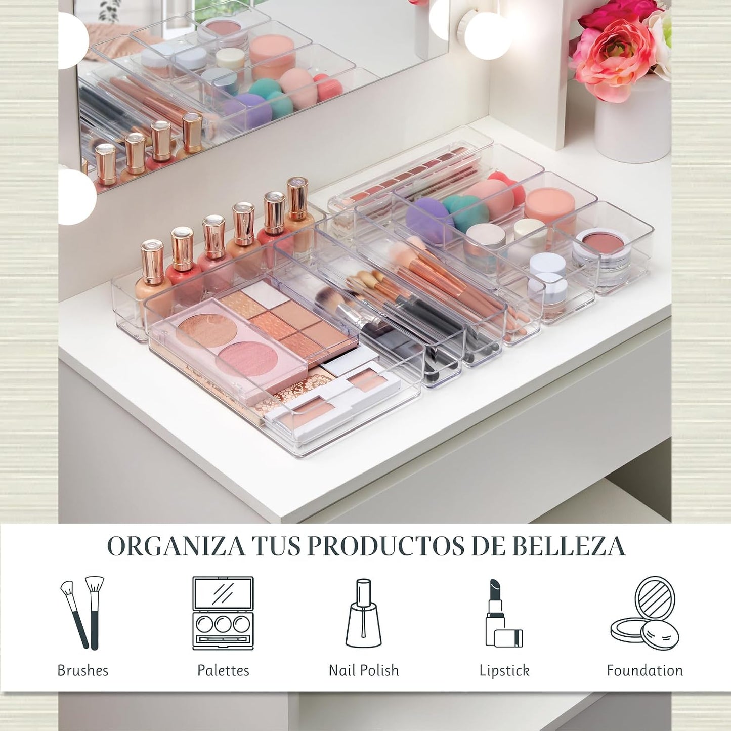 Set 10 organizadores cajones transparentes apilables