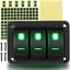 Interruptor basculante aluminio 3 bandas 5 pines verde