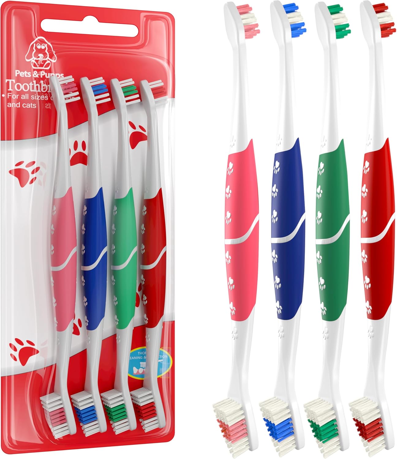 Cepillo dientes mascotas doble cabezal antiderrap