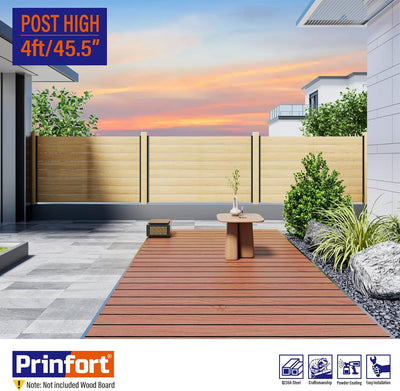 6 Paneles Valla Privacidad 4ft Poste Negro Exterior