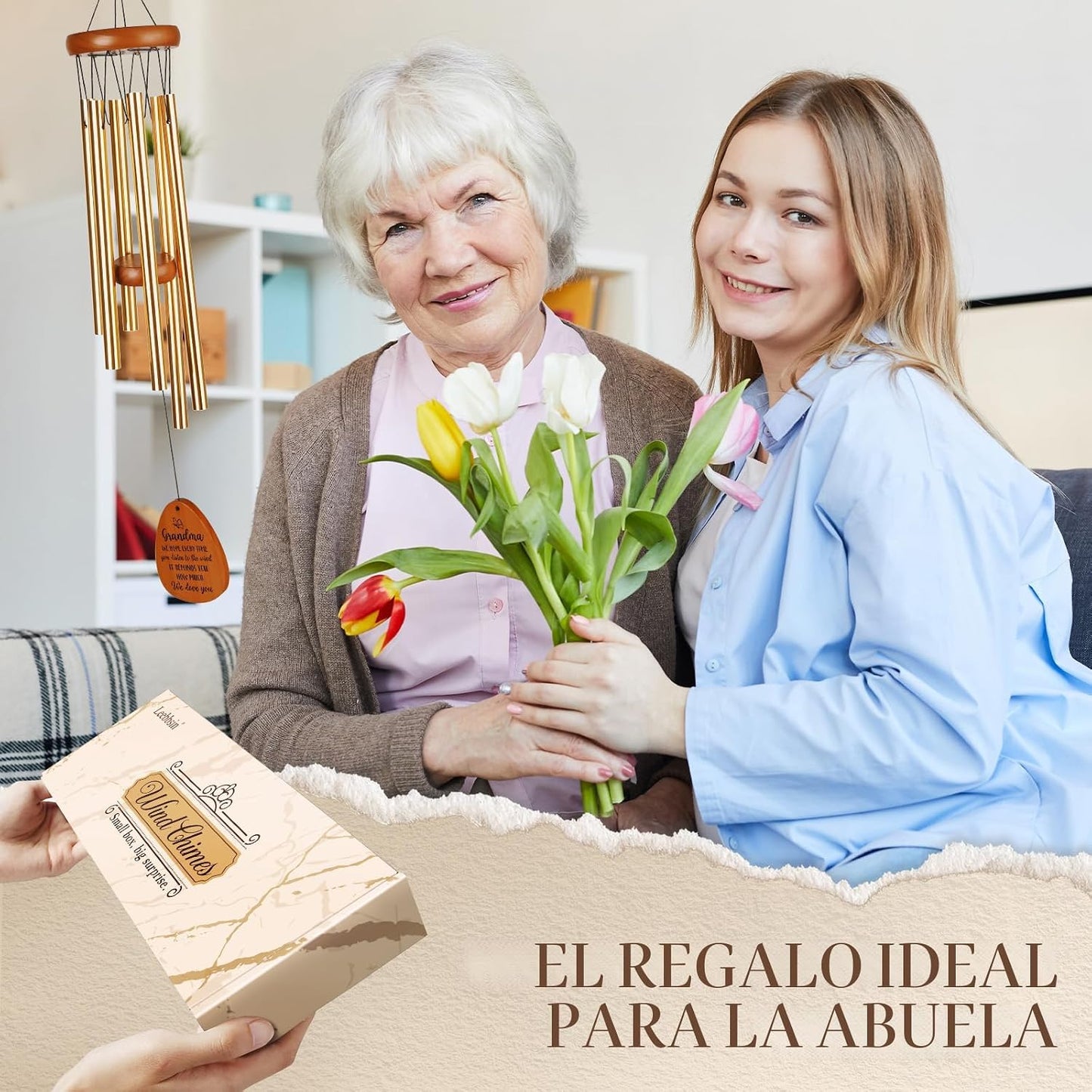 Regalo para abuela campana de viento Navidad y cumpleaños