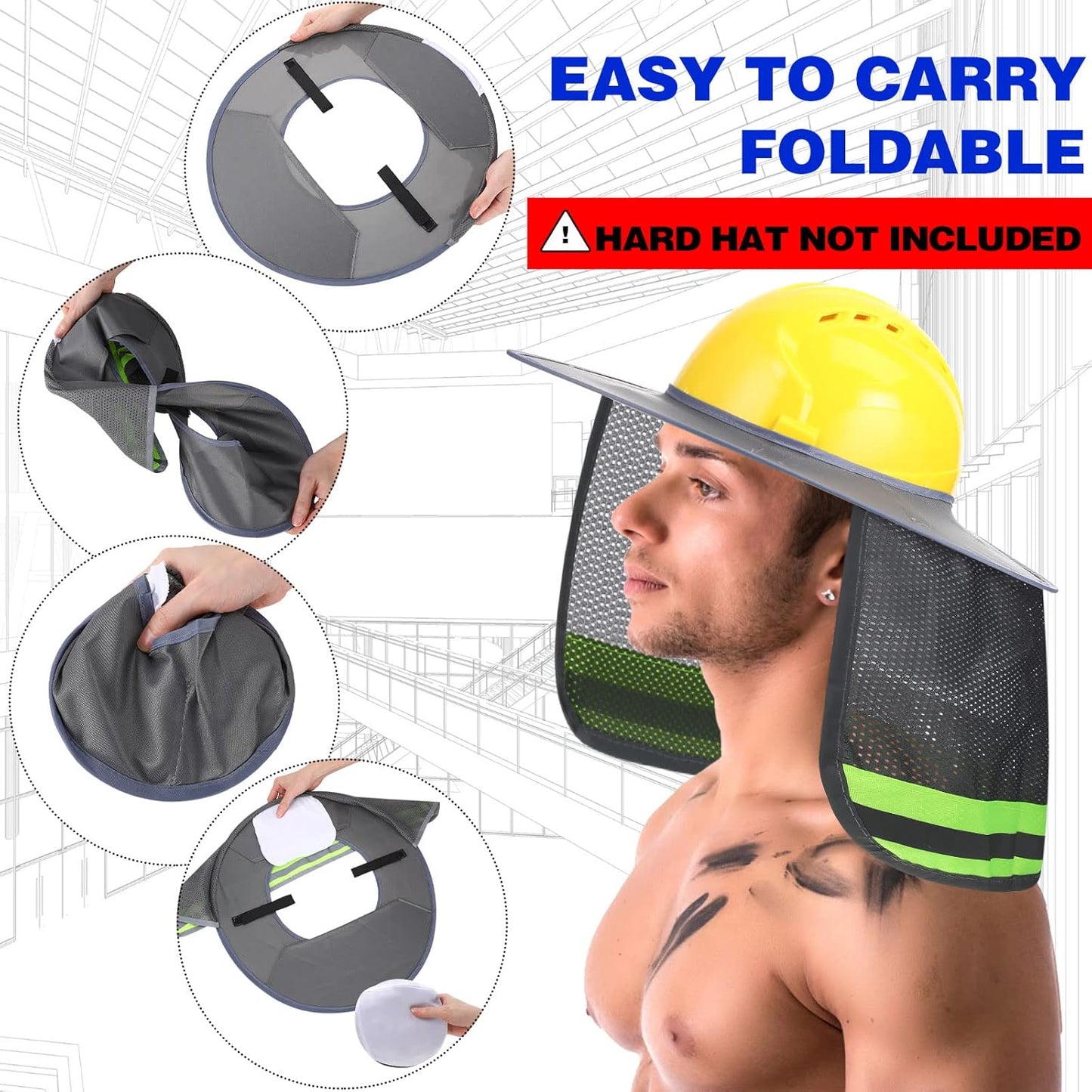 10 Protectores Sol para Casco Duro con Tira Reflectante
