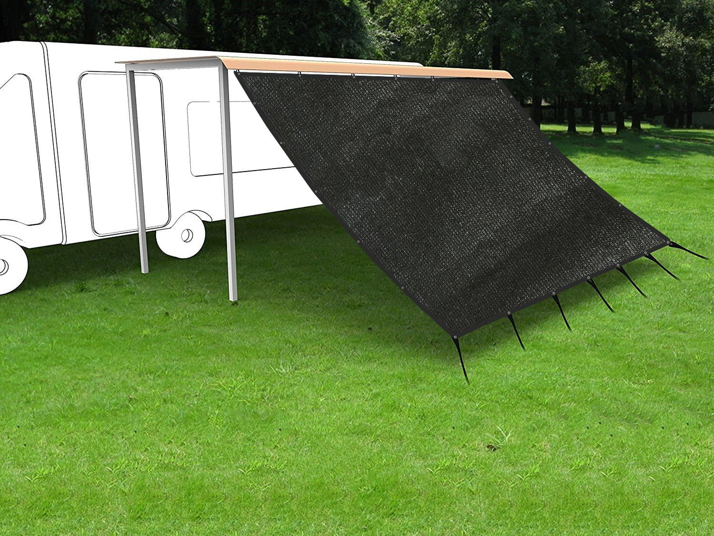 Toldo autocaravana 8x10ft kit 90% privacidad negro