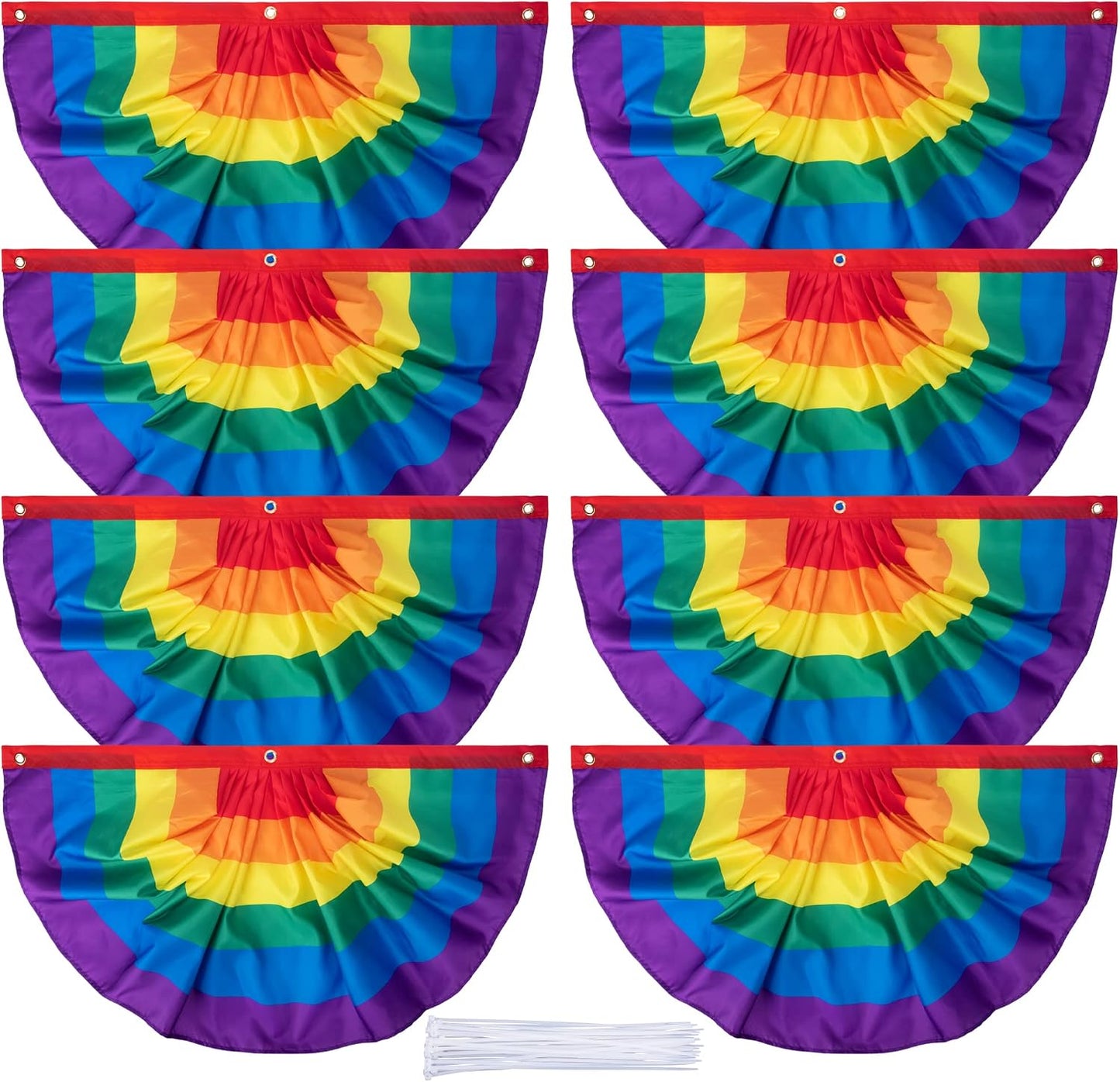 8 Banderines Arcoíris Poliéster 3x1.5pies para Decoración