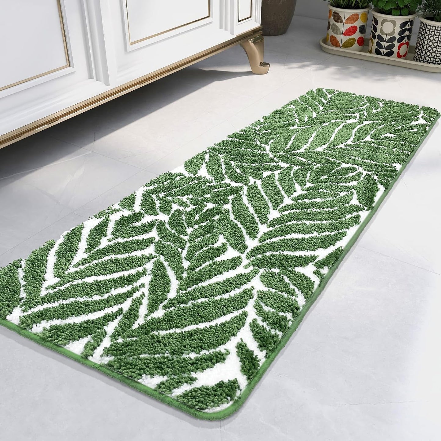 Alfombra baño largo 4ft con hojas 18x47"