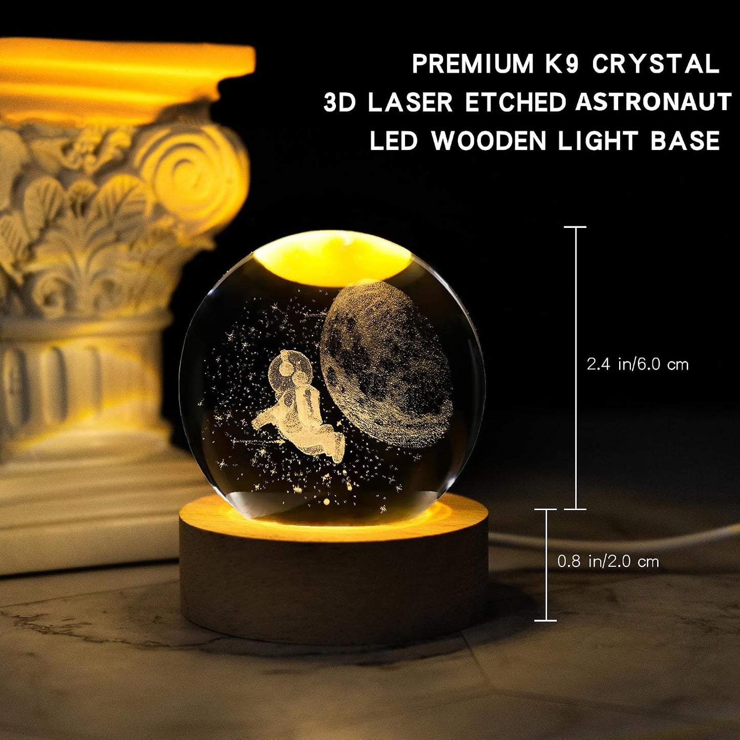 Bola cristal astronauta con base led esferas decorativas 60mm