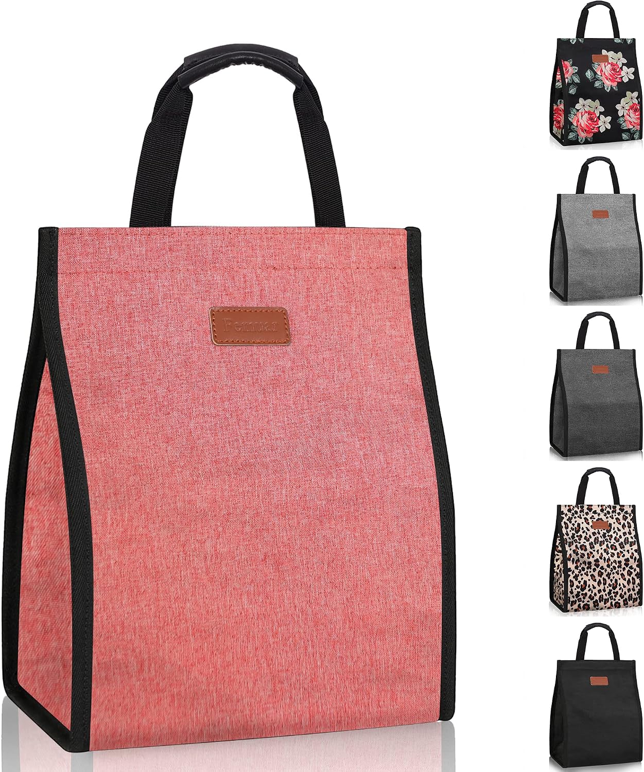 Bolsa almuerzo mujer aislada reutiliz. con bolsillo rosa