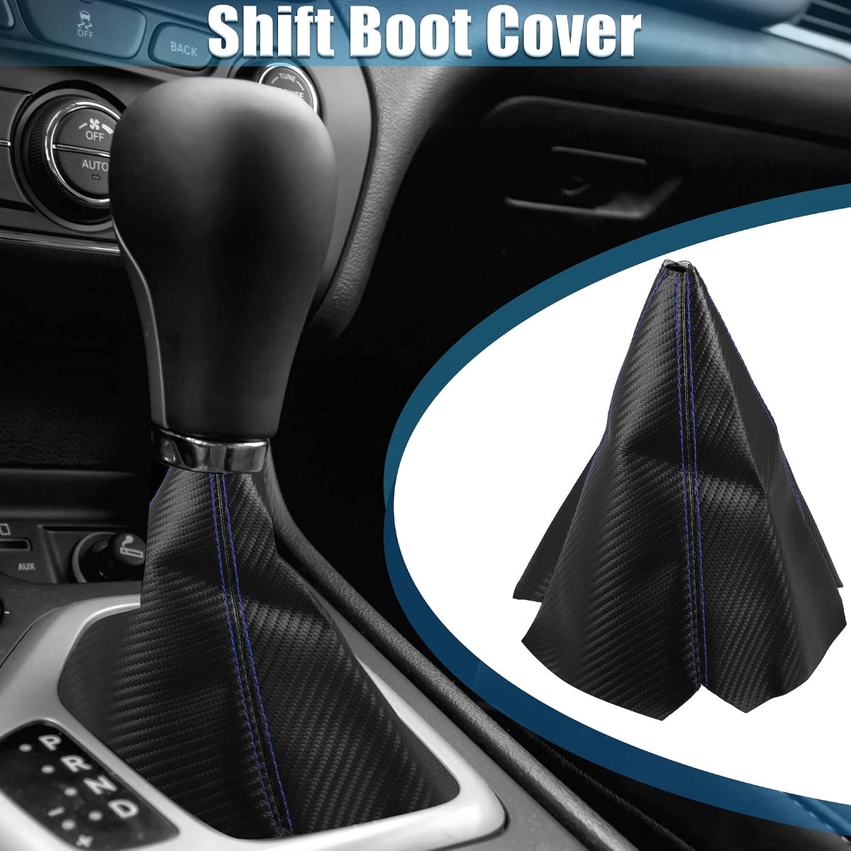 Cubierta maletero coche PVC PU negro costuras azules
