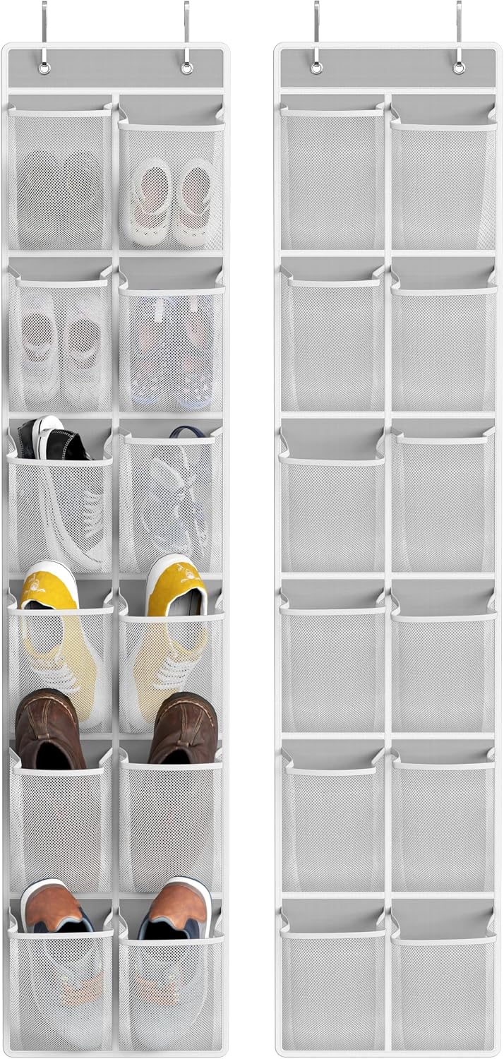 Organiz. zapatos colgar puerta 24 bolsillos gris