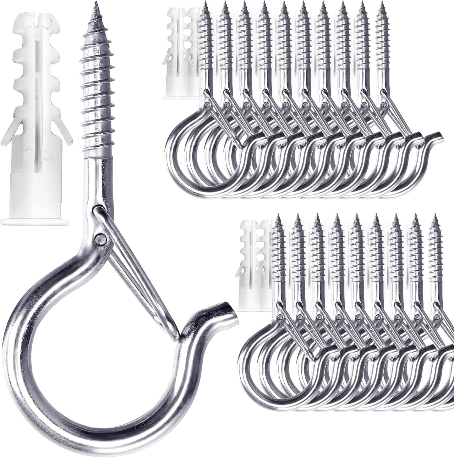 20 Ganchos Techo para Plantas Colgantes Acero Inox Plateado