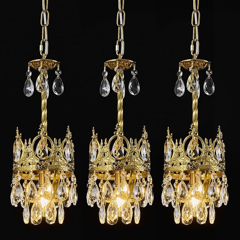Candelabro cristal dorado para comedor y sala set 3