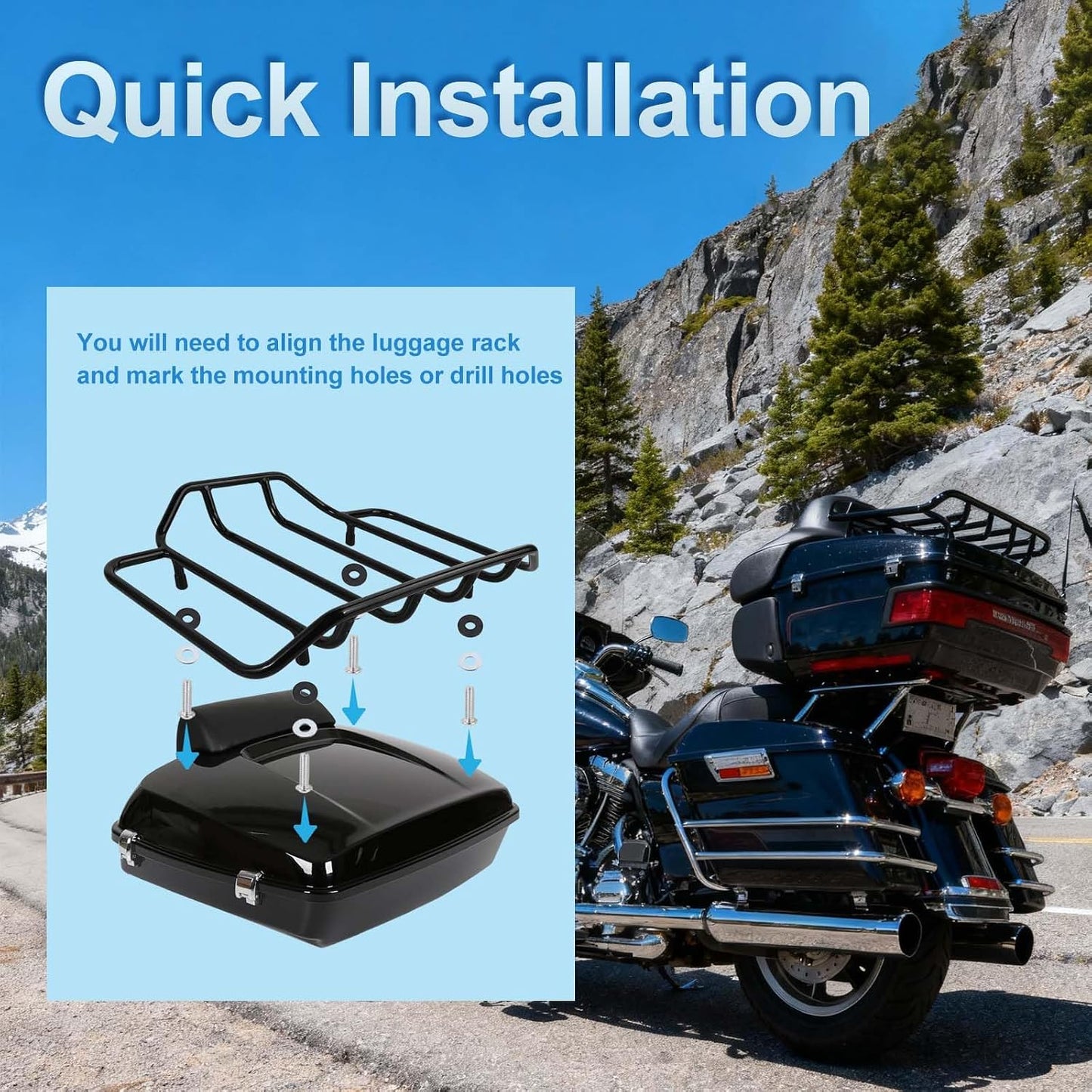 Portaequipajes Harley Black Tour Pack Rack Baúl