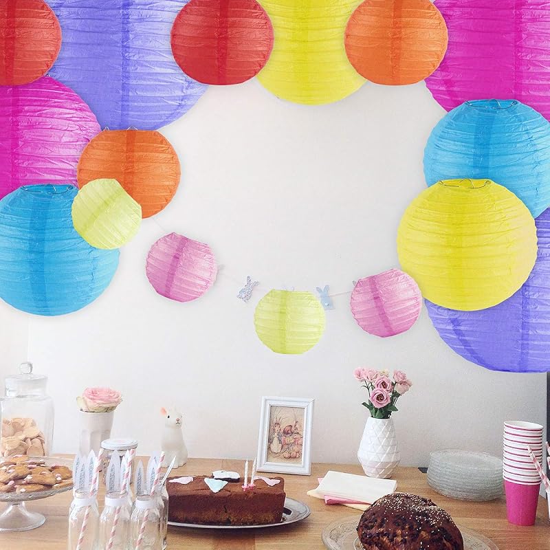 16 Linternas papel flotantes coloridas con marco metalico eventos