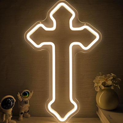 Letrero neón cruz de Jesús LED regulable para dormitorio y sala