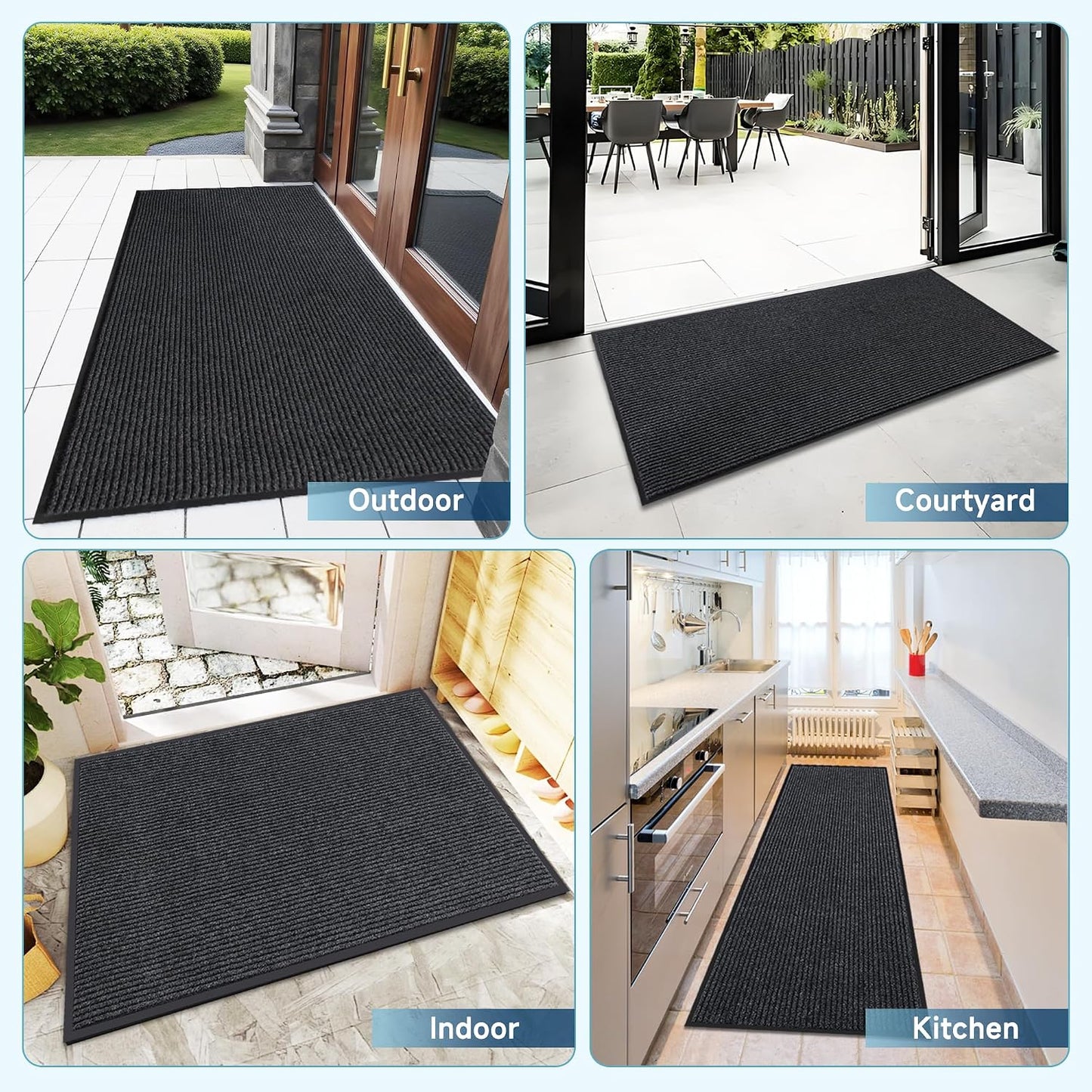 Tapete puerta 3x6ft servicio pesado interiores exteriores