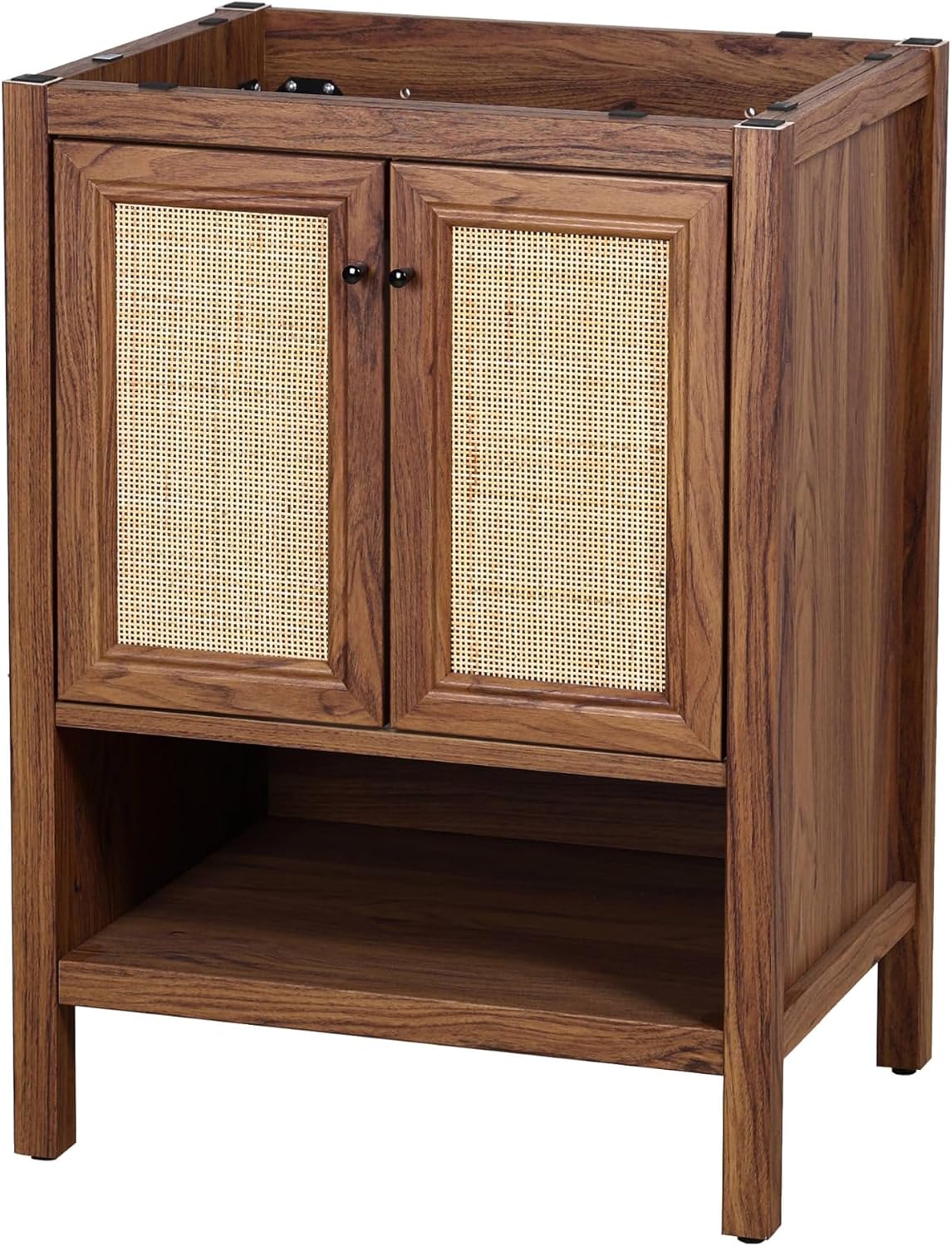 Armario tocador baño 24x18x33pulg puertas ratán estante
