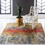 Alfombra poliéster beige azul multi interiores exteriores